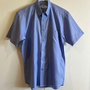 Pierre Balmain Paris Button Down Shirt Short Sleeve Blue Classic